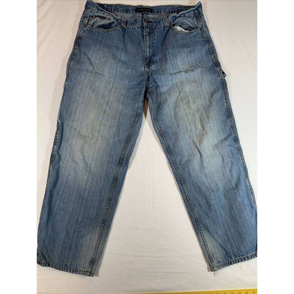 US Polo Association Mens Blue Jeans 40x30 Straight Leg Carpenter Denim Pants